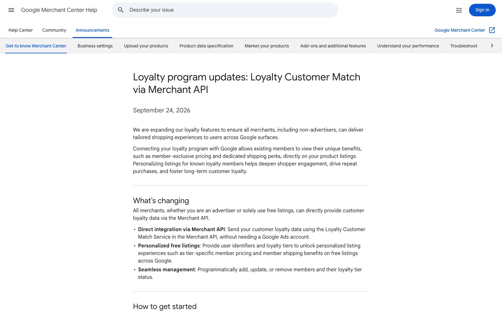 The original story on Google Merchant Center Help