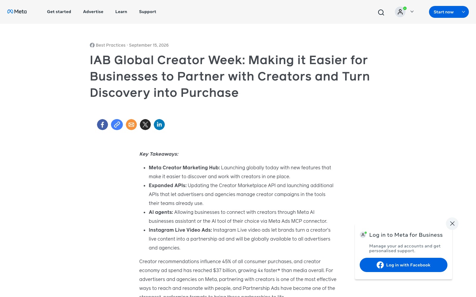 The original story on Meta for Business
