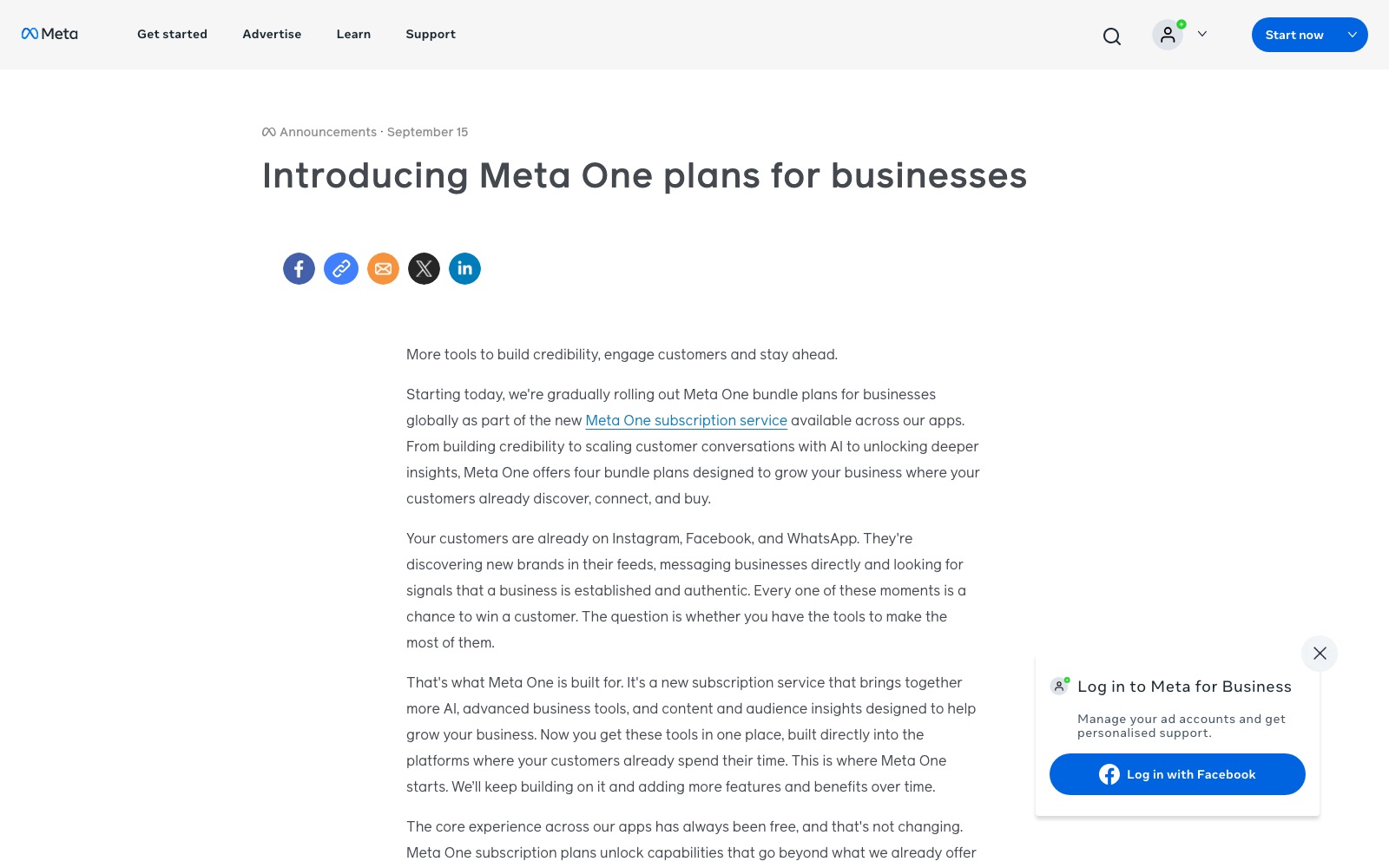 The original story on Meta for Business